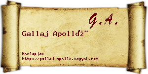 Gallaj Apolló névjegykártya